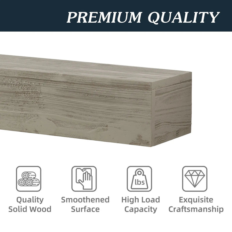 Rustic Wood Fireplace Mantel, Wall-Mounted & Floating Shelf For Home Decor by Unique Piece Furniture