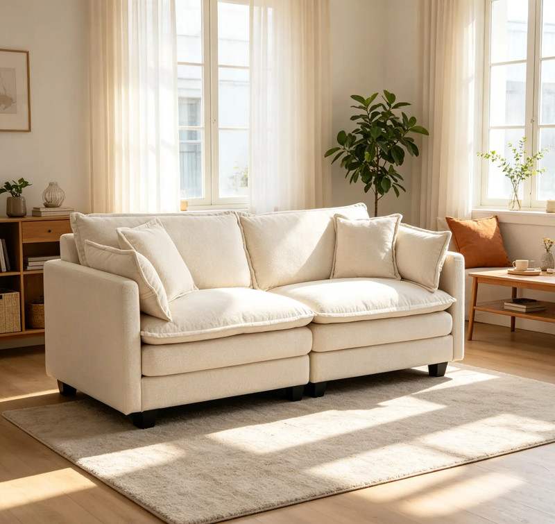 Modern 2-Seats Sectional Sofa with Waist Pillows by HouseOfZazla