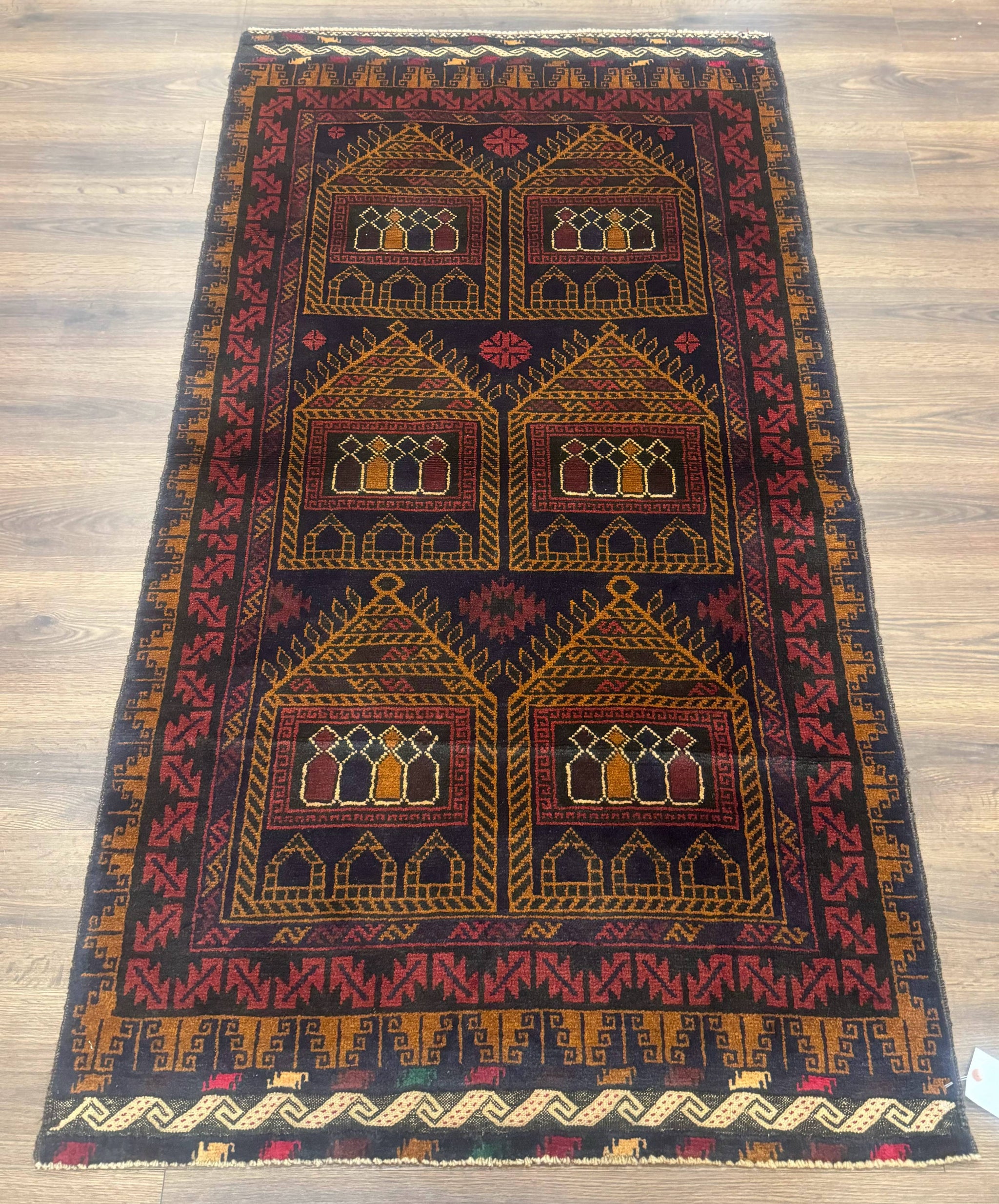 Afghan Rug 3x7, Navy Blue, Tribal Rug, Balouch Carpet, New by Jewel Rugs