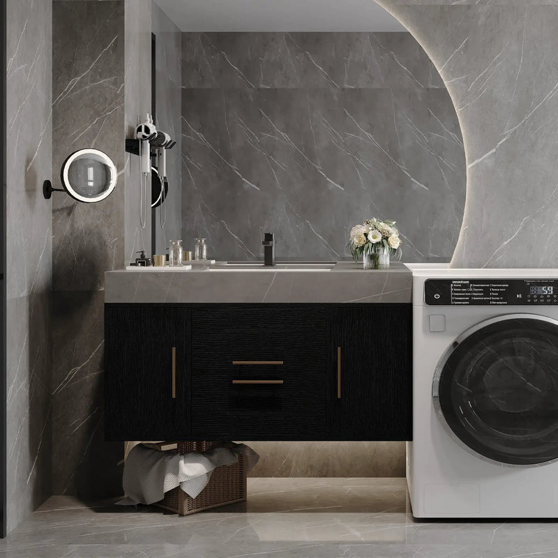 39.4 Inches Single Contemporary Floating Bathroom Vanity by HouseOfZazla