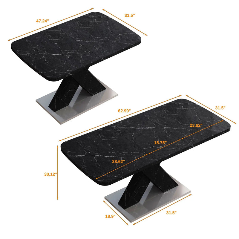 Modern Rectangle Dining Table With Stretchable TopAnd X Shape Legs by Unique Piece Furniture