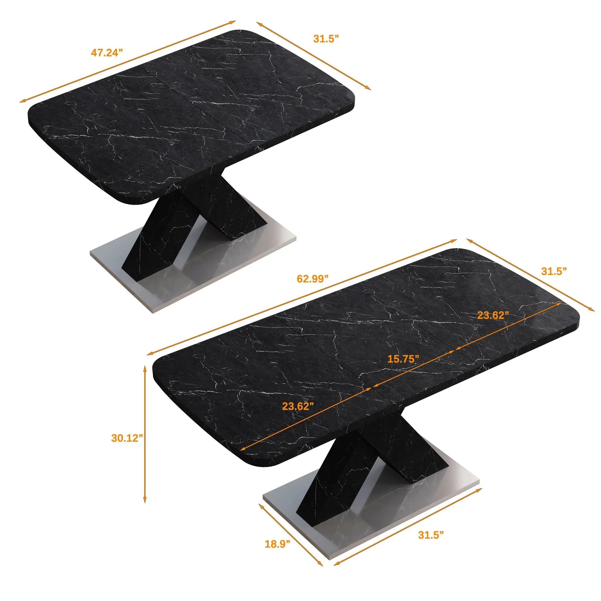 Modern Rectangle Dining Table With Stretchable TopAnd X Shape Legs by HouseOfZazla
