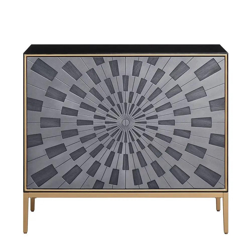 Quilla - Console Cabinet - Black, Gray & Brass by Unique Piece Furniture