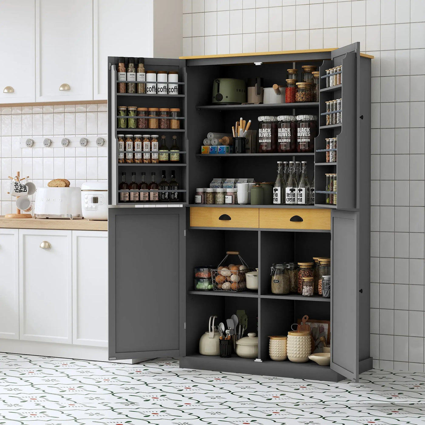 TOPMAX Large Freestanding Kitchen Pantry Storage Cabinet by HouseOfZazla