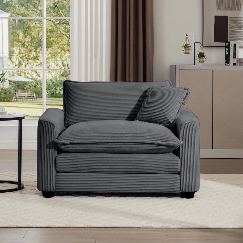 Modern Classic Fabric Single Chair Deep Seat Sofa With Pillow by HouseOfZazla