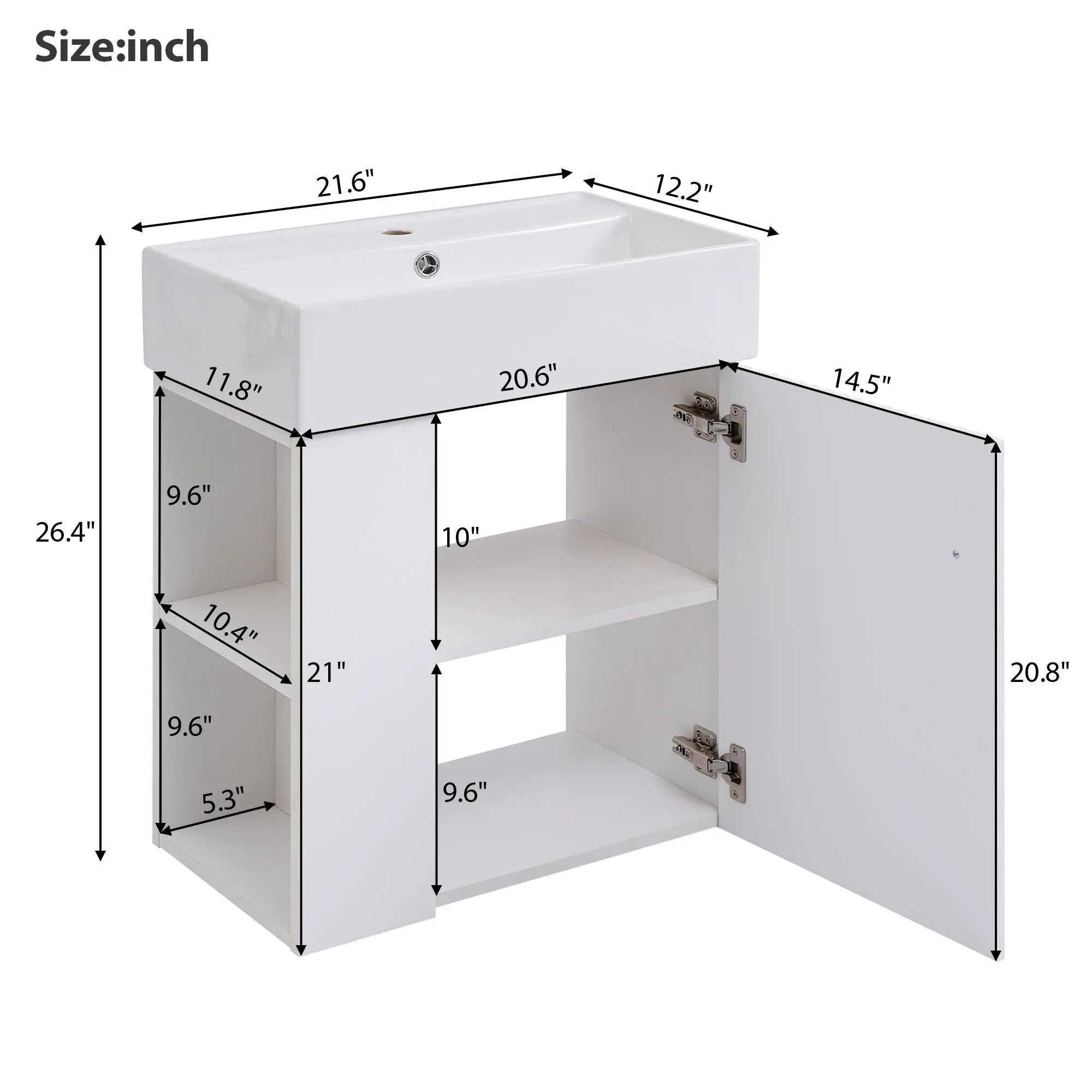 Modern Floating Bathroom Vanity With Ceramic Basin Perfect For Small Bathrooms by HouseOfZazla