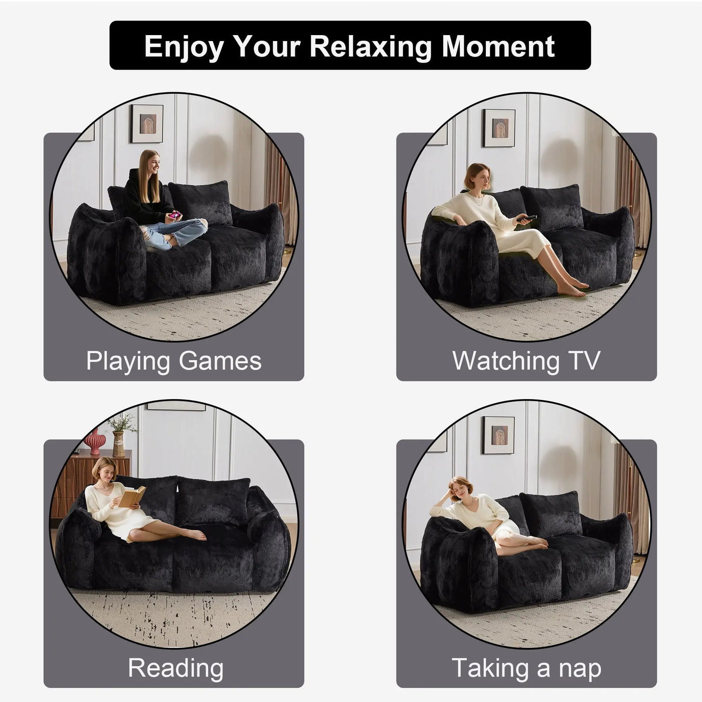 Giant Bean Bag Couch, Ultra Soft Fluffy Loveseat For Living Room by Unique Piece Furniture