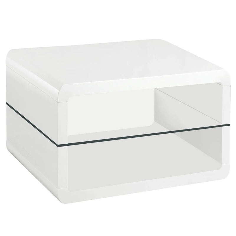 Elana 1-shelf Rectangular Side End Table White High Gloss by Unique Piece Furniture