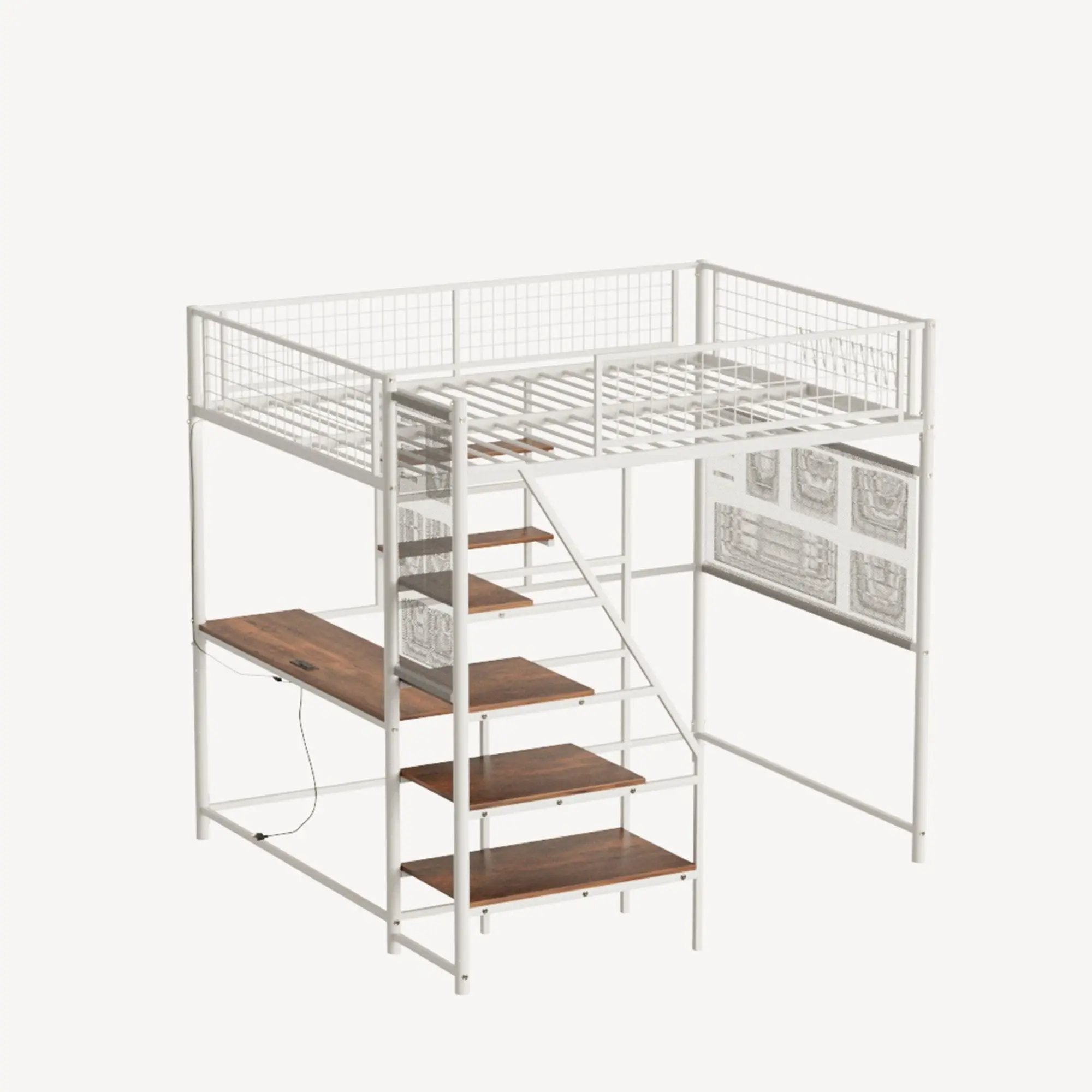 Metal Loft Bed With Built - In Charging Station And LED Light by HouseOfZazla