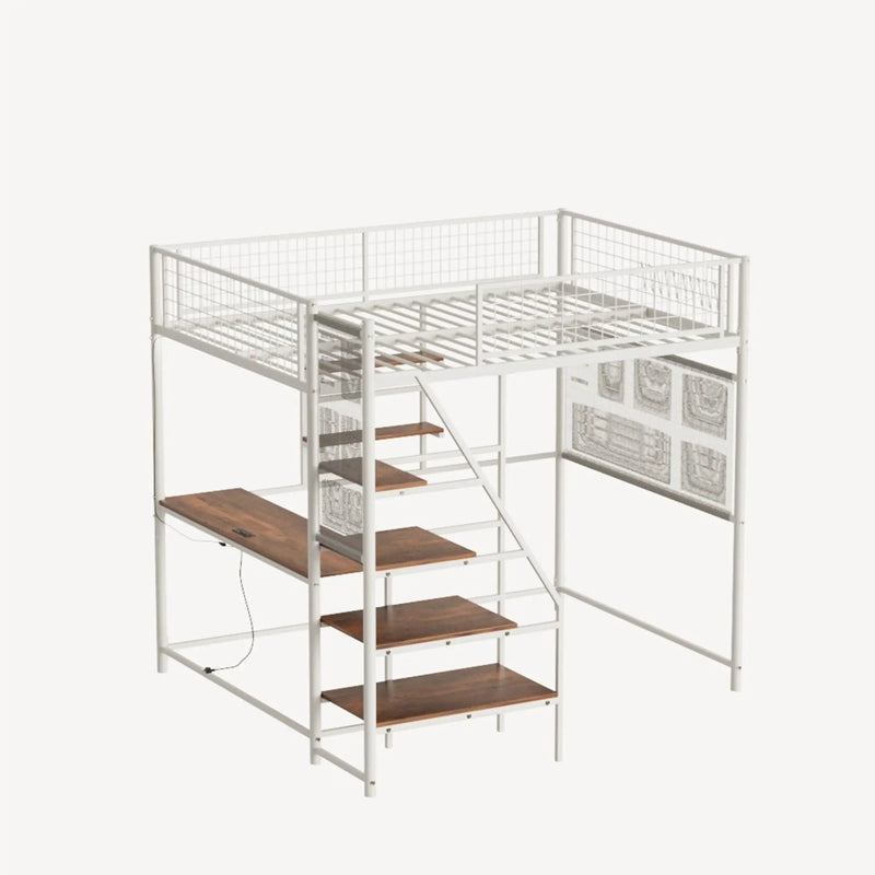 Metal Loft Bed With Built - In Charging Station And LED Light by HouseOfZazla