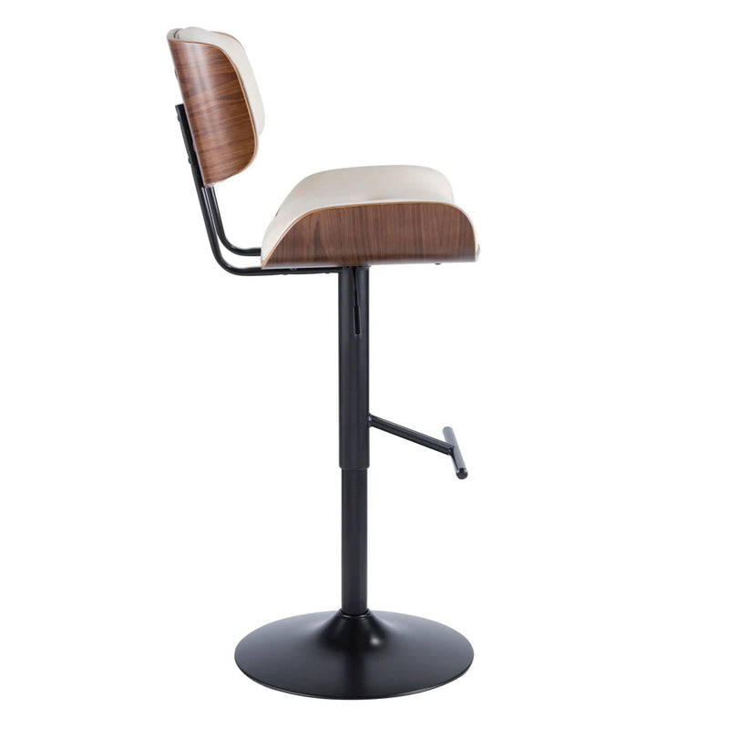 Lombardi - Mid Century Modern Adjustable Barstool With Swivel With Straight T Footrest (Set of 3) by Unique Piece Furniture
