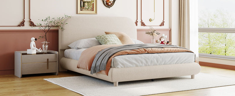 Upholstered Platform Bed With Thick Solid Frame And Stylish Curve-Shaped Design by HouseOfZazla