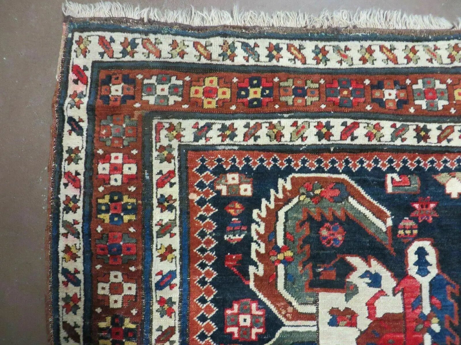 3' 7" X 14' Antique Handmade Caucasian Wool Rug Carpet Nice by Jewel Rugs