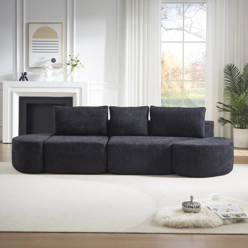 V-Shaped Modular Sofa Set in Chenille Fabric by HouseOfZazla
