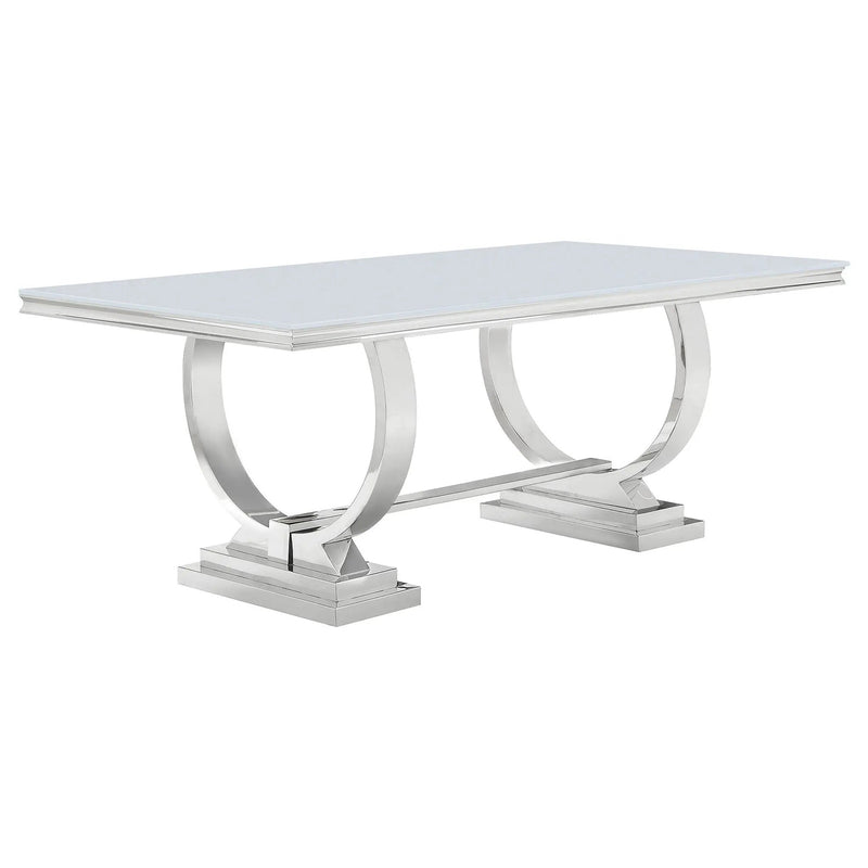 Antoine Rectangular 95-inch Glass Top Dining Table White by Unique Piece Furniture