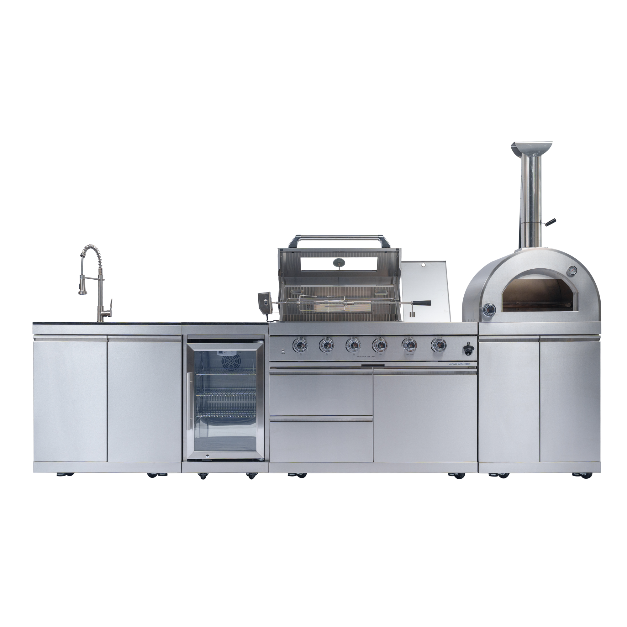 125" 10,8000 BTU 4-Burner Outdoor Kitchen Island Grill with Pizza Oven by Chery Industrial