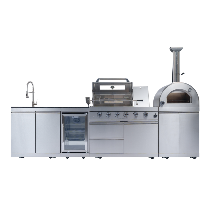 125" 10,8000 BTU 4-Burner Outdoor Kitchen Island Grill with Pizza Oven by Chery Industrial