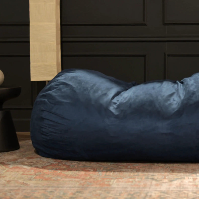 Marlin - 6.5 Foot Cylindrical Bean Bag With Removable Suede Cover - Midnight Blue by Unique Piece Furniture