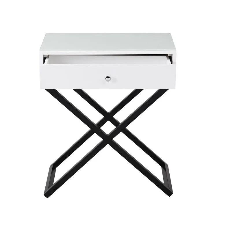 Koda - End Side Table Nightstand, Drawer And Cross Base by Unique Piece Furniture