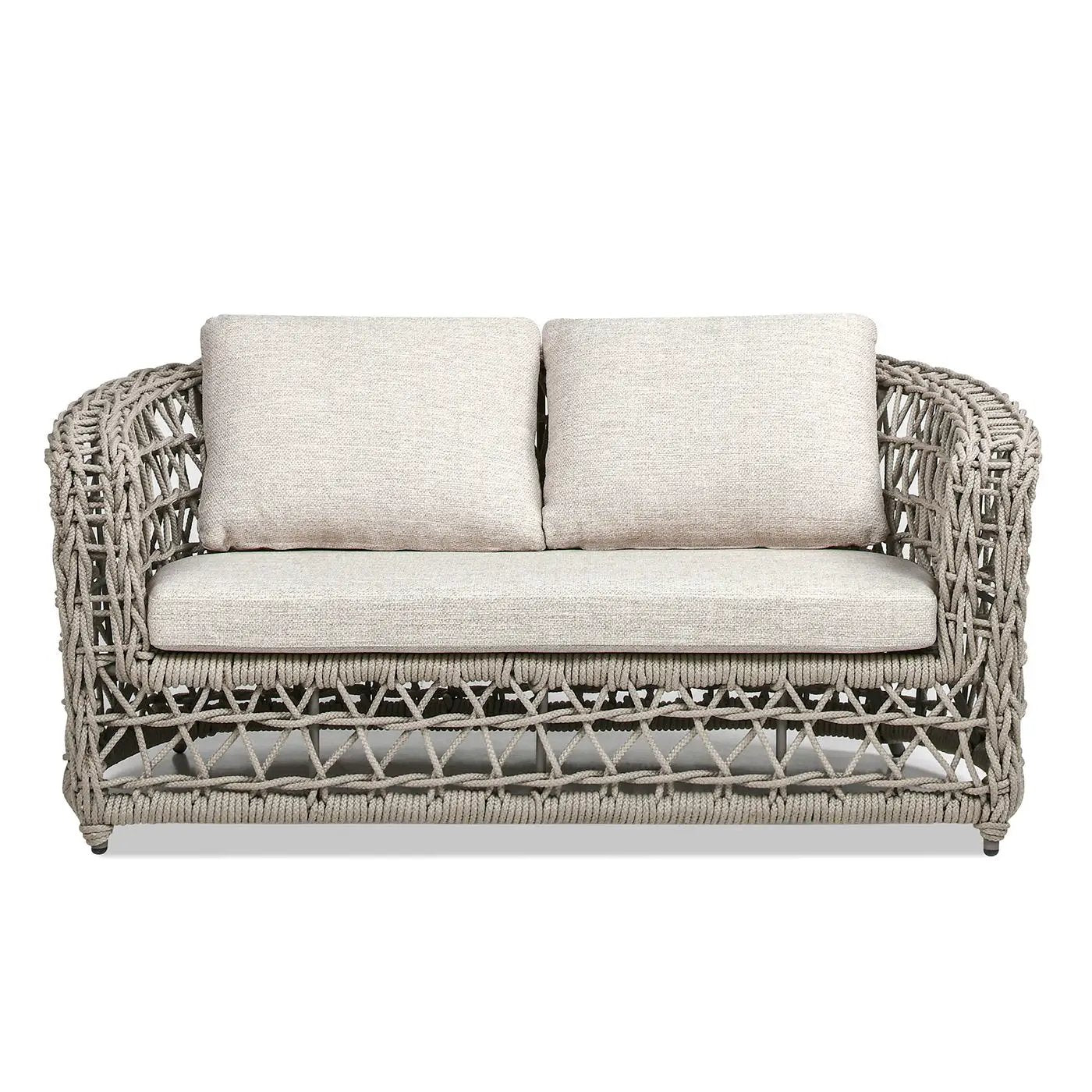 Everly - Frame Barrel Deep Seating Patio Loveseat Sofa Axroma Olefin - Oat Beige by Unique Piece Furniture