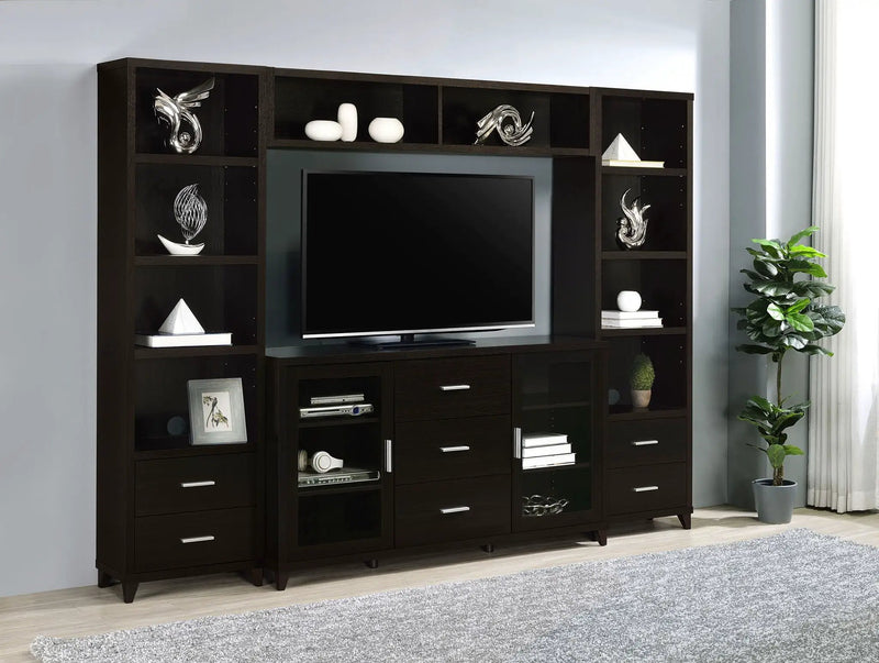 Lewes 4-piece 60-inch TV Entertainment Center Cappuccino by Unique Piece Furniture