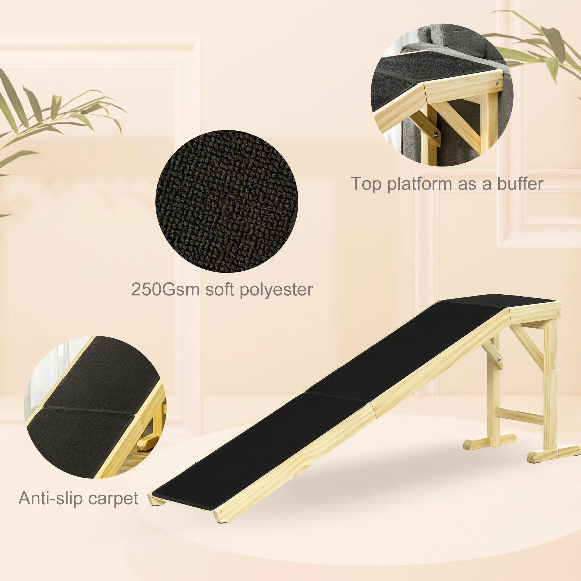 PawHut Dog Ramp for Bed with Non-Slip Carpet by HouseOfZazla