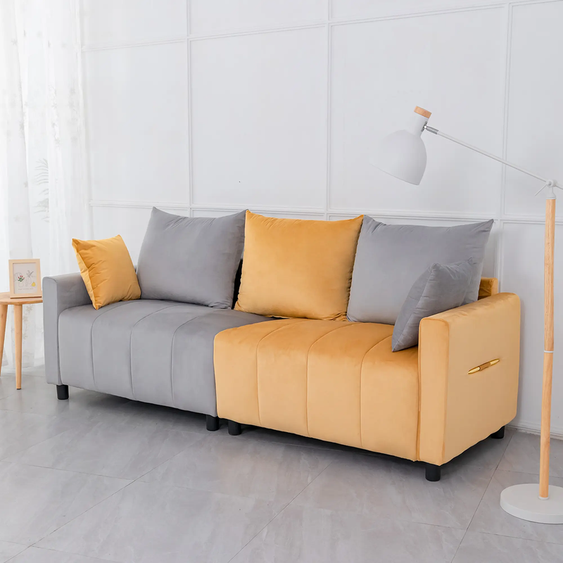 Velvet Modern 2-Seater Sofa, Light by HouseOfZazla