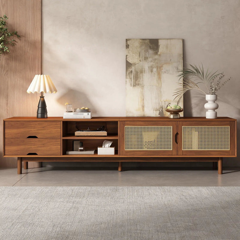 TV Stand For TVs Up To 85", Media Console With 2 Drawers - Walnut by Unique Piece Furniture