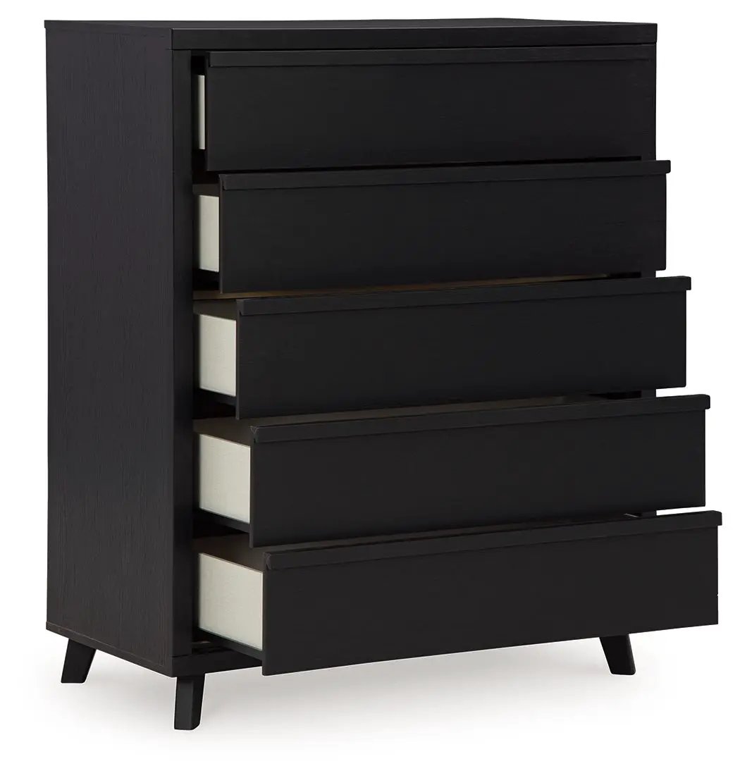 Danziar - Five Drawer Wide Chest - Black by Unique Piece Furniture