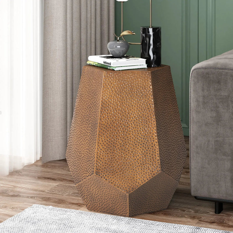 Modern Hammered Iron Geometric End Table by HouseOfZazla