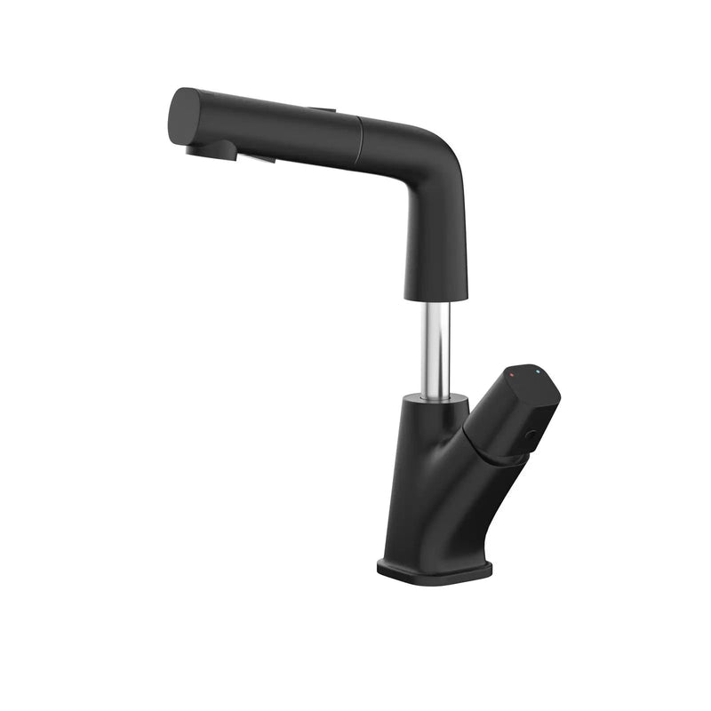 Pull Down Bathroom Sink Faucet With Three Water Modes And Construction - Matte Black by HouseOfZazla