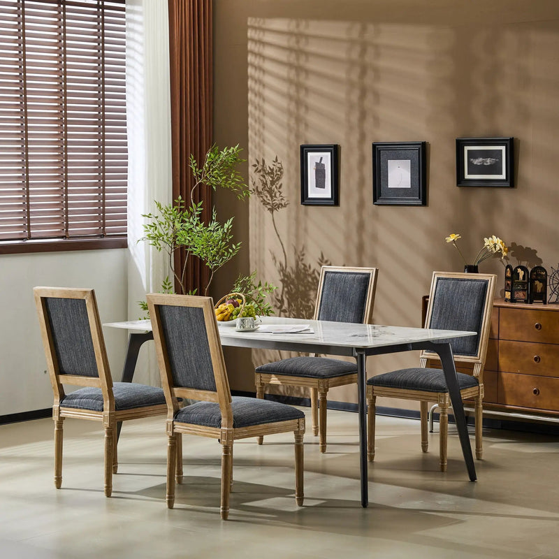 French Country Style Dining Chair With Upholstered Seating And Fluted Legs by HouseOfZazla