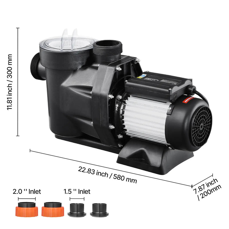 2 HP Above Ground Swimming Pool Pump Single Speed 122 GPM 3450 RPM 220V by HouseOfZazla