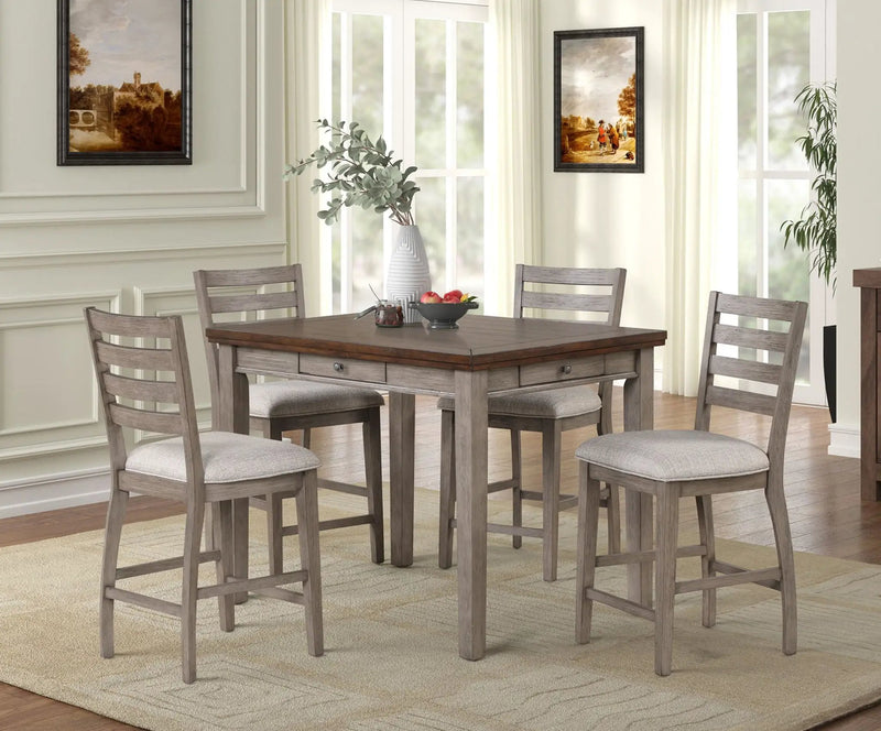 Counter Side Dining Stool With Ladder Back (Set of 2) - Gray by Unique Piece Furniture