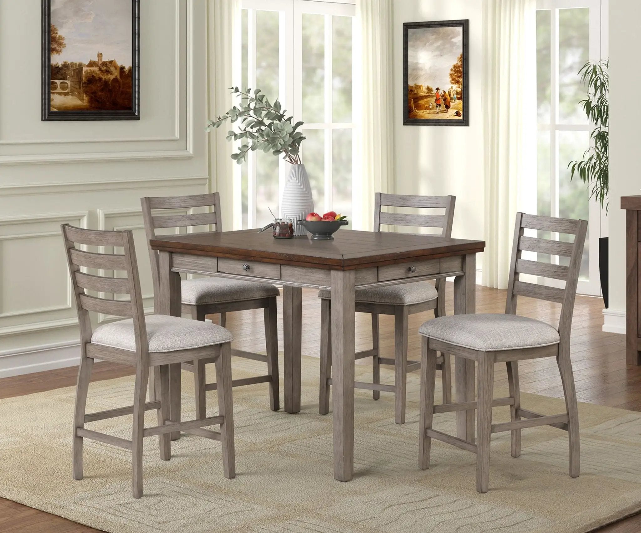 Counter Height 2 Tone 4 Drawer Dining Table - Gray by Unique Piece Furniture