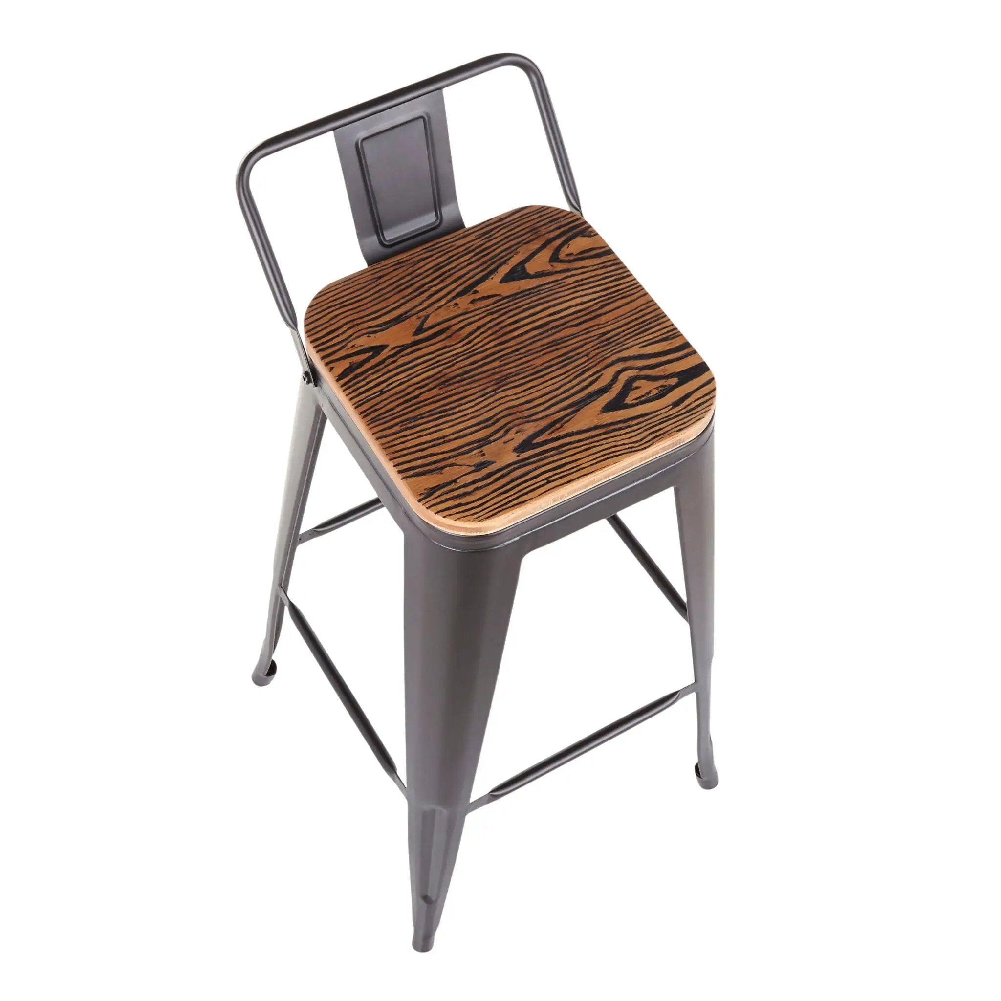 Oregon - Industrial Low Back Barstool (Set of 2) - Black by HouseOfZazla