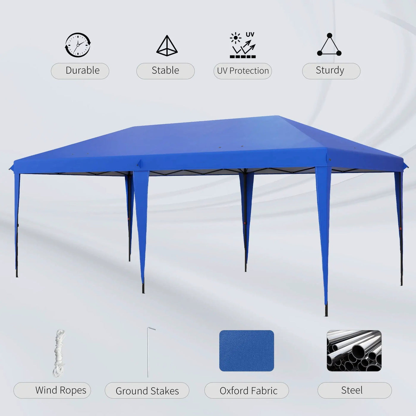 Outsunny - 10' x 19.2' Pop Up Canopy Tent, Heavy Duty Tent For Parties, Outdoor Instant Gazebo Sun Shade Shelter With Carry Bag For Catering, Events, Wedding, Backyard Bbq by Unique Piece Furniture
