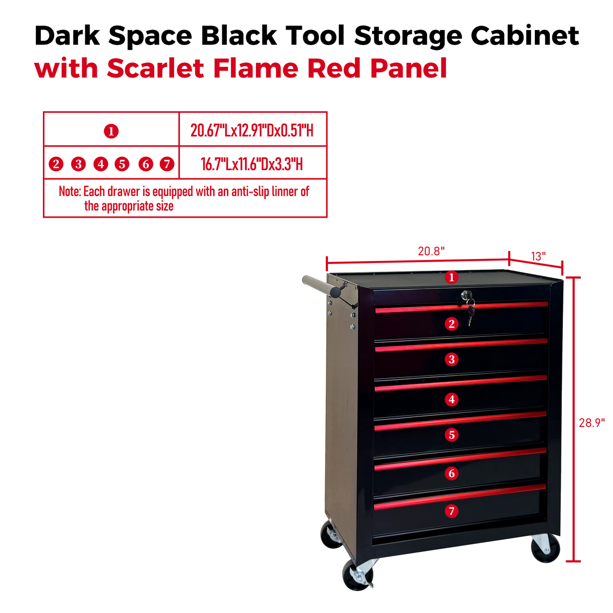 Rolling Metal Tool Chest with 6 Drawers - Black by HouseOfZazla