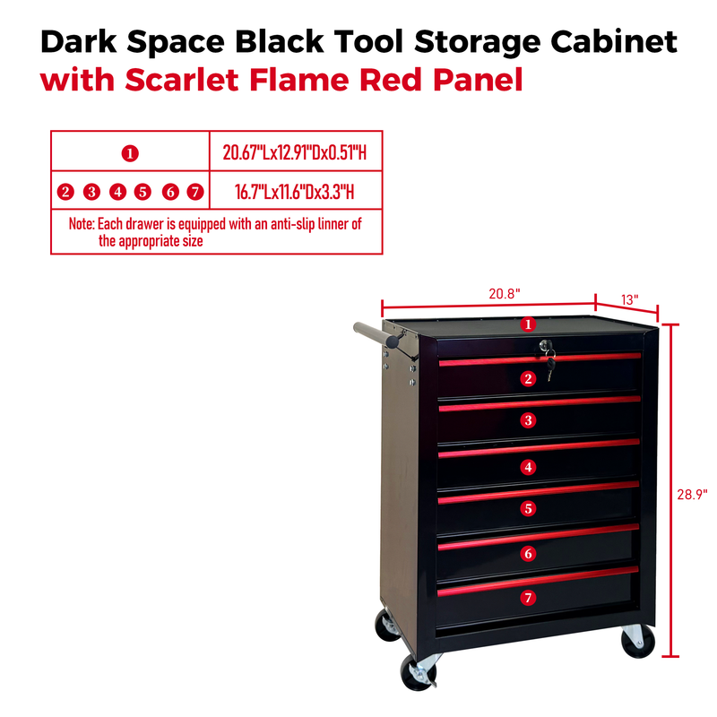 Rolling Metal Tool Chest with 6 Drawers - Black by HouseOfZazla