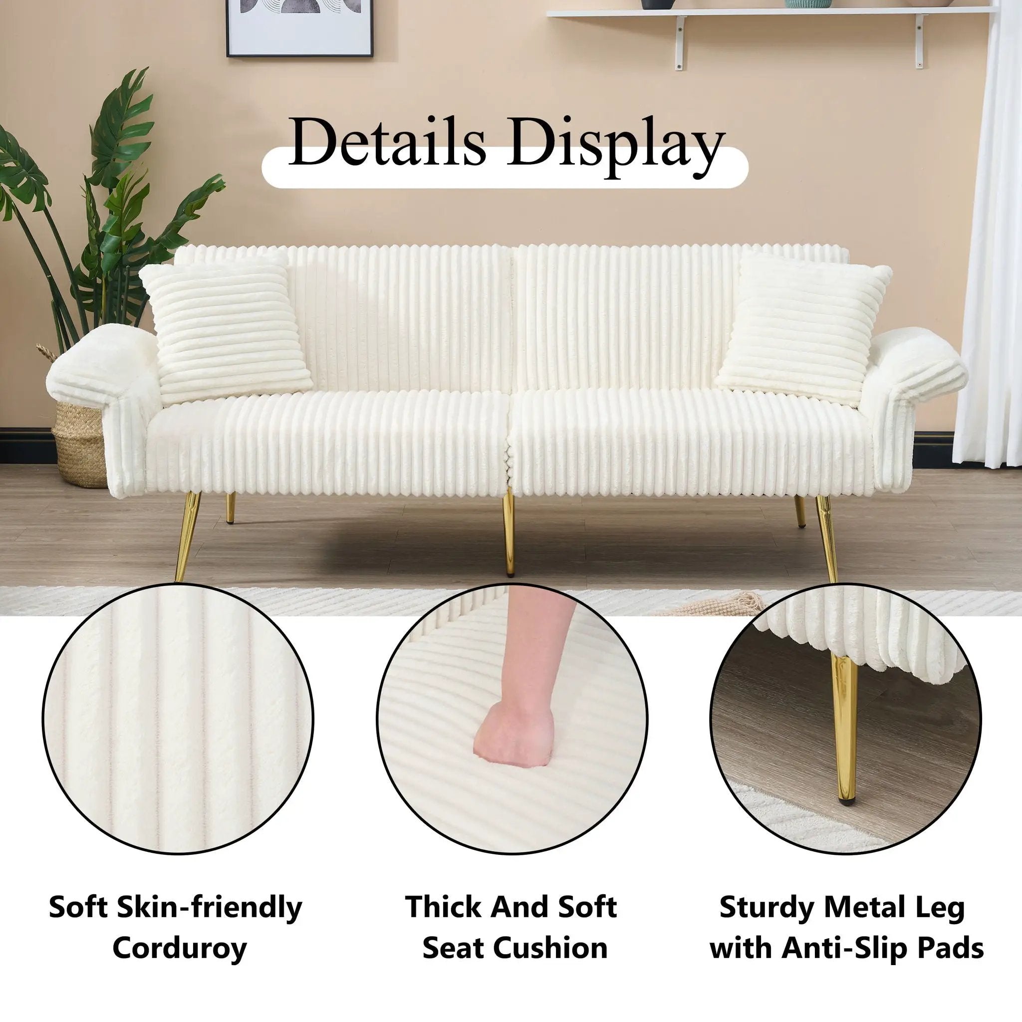 Luxury Foldable Double Sofa Bed With Folding Armrests by Unique Piece Furniture