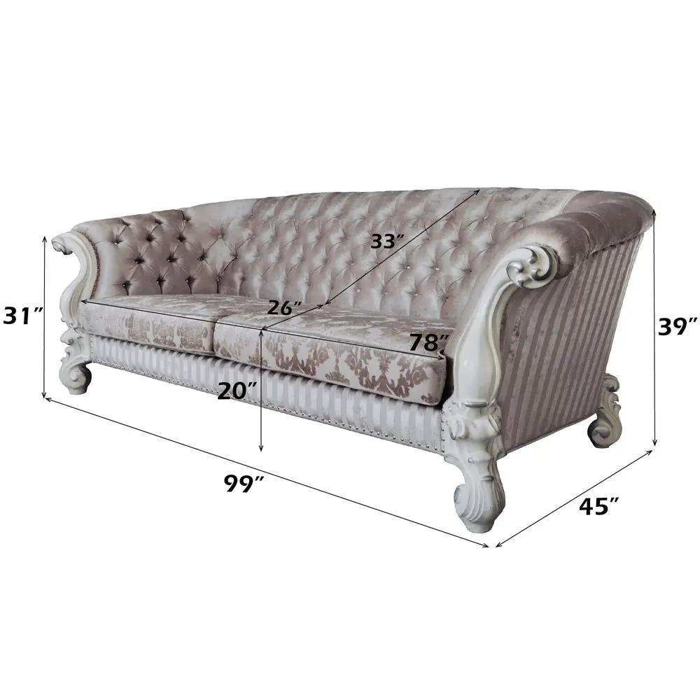Versailles - Sofa With 7 Pillows - Ivory Fabric & Bone White by Unique Piece Furniture