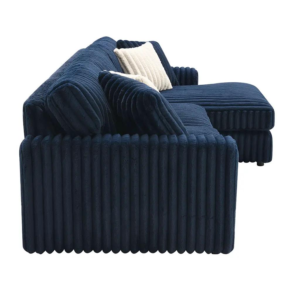 Breton - Sectional Sofa With 4 Pillows - Blue Corduroy by Unique Piece Furniture