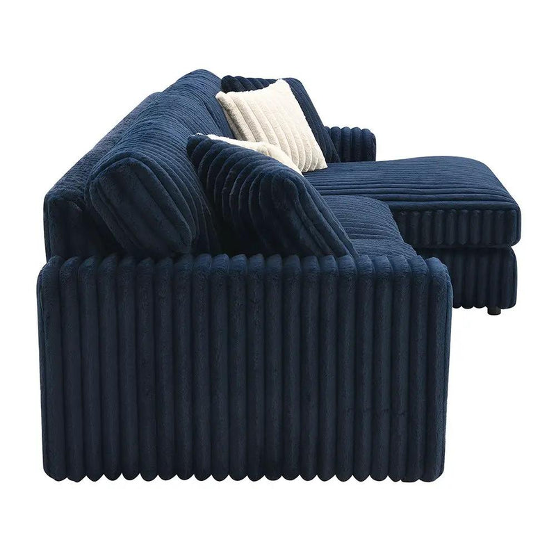 Breton - Sectional Sofa With 4 Pillows - Blue Corduroy by Unique Piece Furniture
