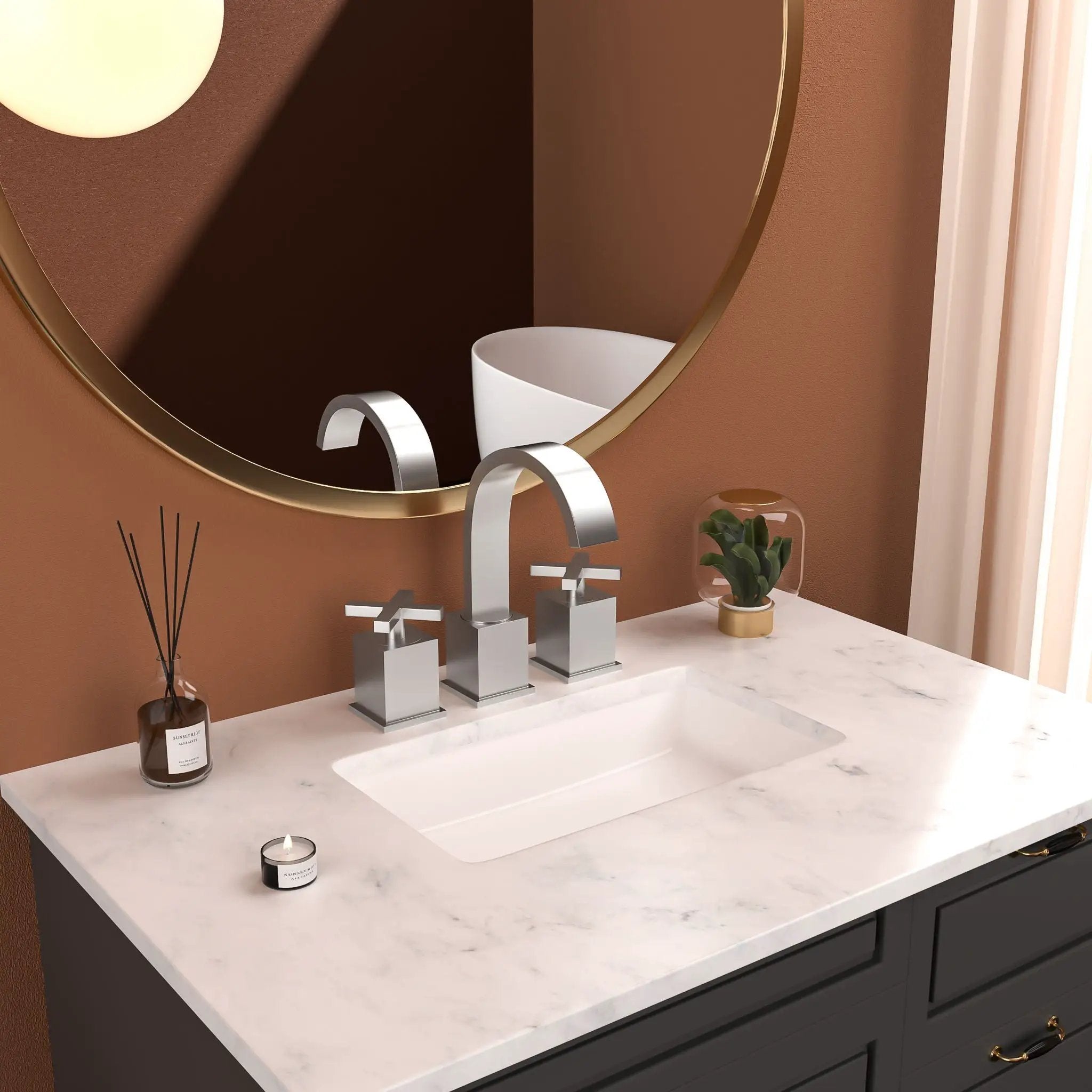 2 Handle Widespread Bathroom Faucet With Pop Up Drain And 2 Water Supply Lines - Brushed Nickel by HouseOfZazla