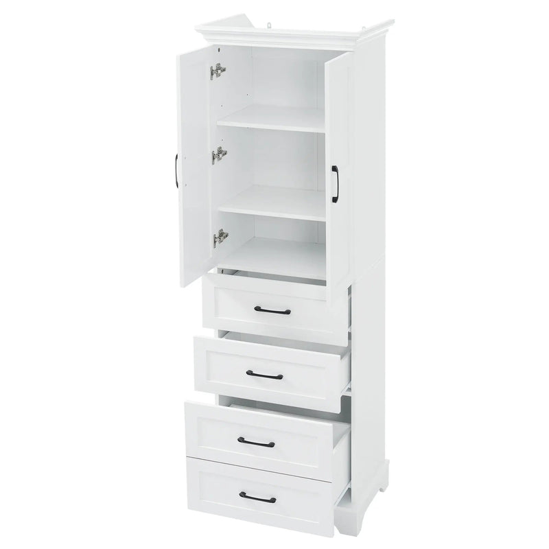 Bathroom Vanity With 2 Damping Hinge Doors, 3 Drawers, Adjustable Shelves - White by HouseOfZazla