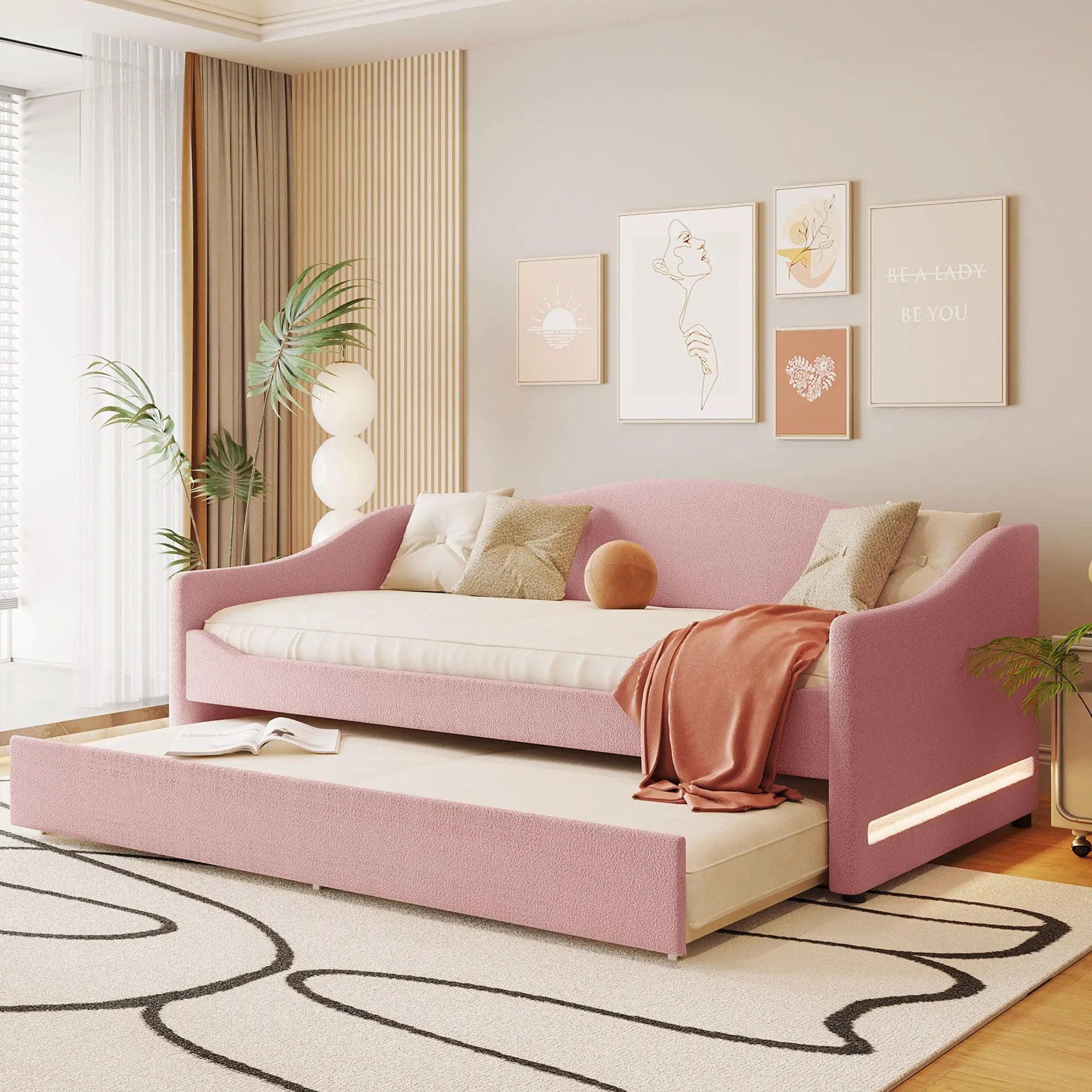 Design Upholstered Daybed With Light And Trundle by Unique Piece Furniture