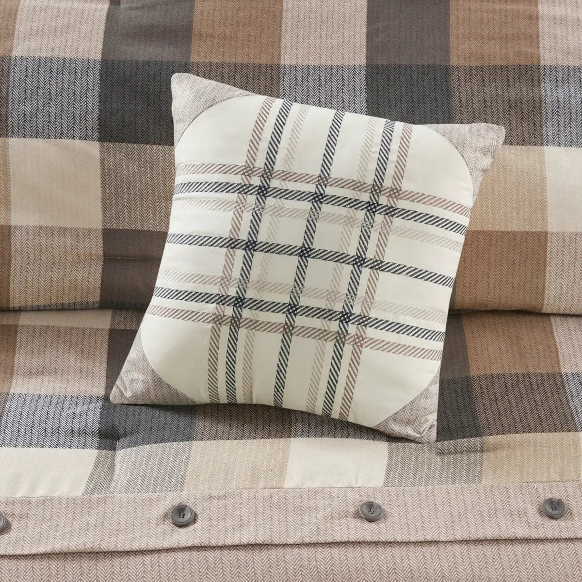 7 Piece Herringbone Comforter Set Neutral Queen by HouseOfZazla