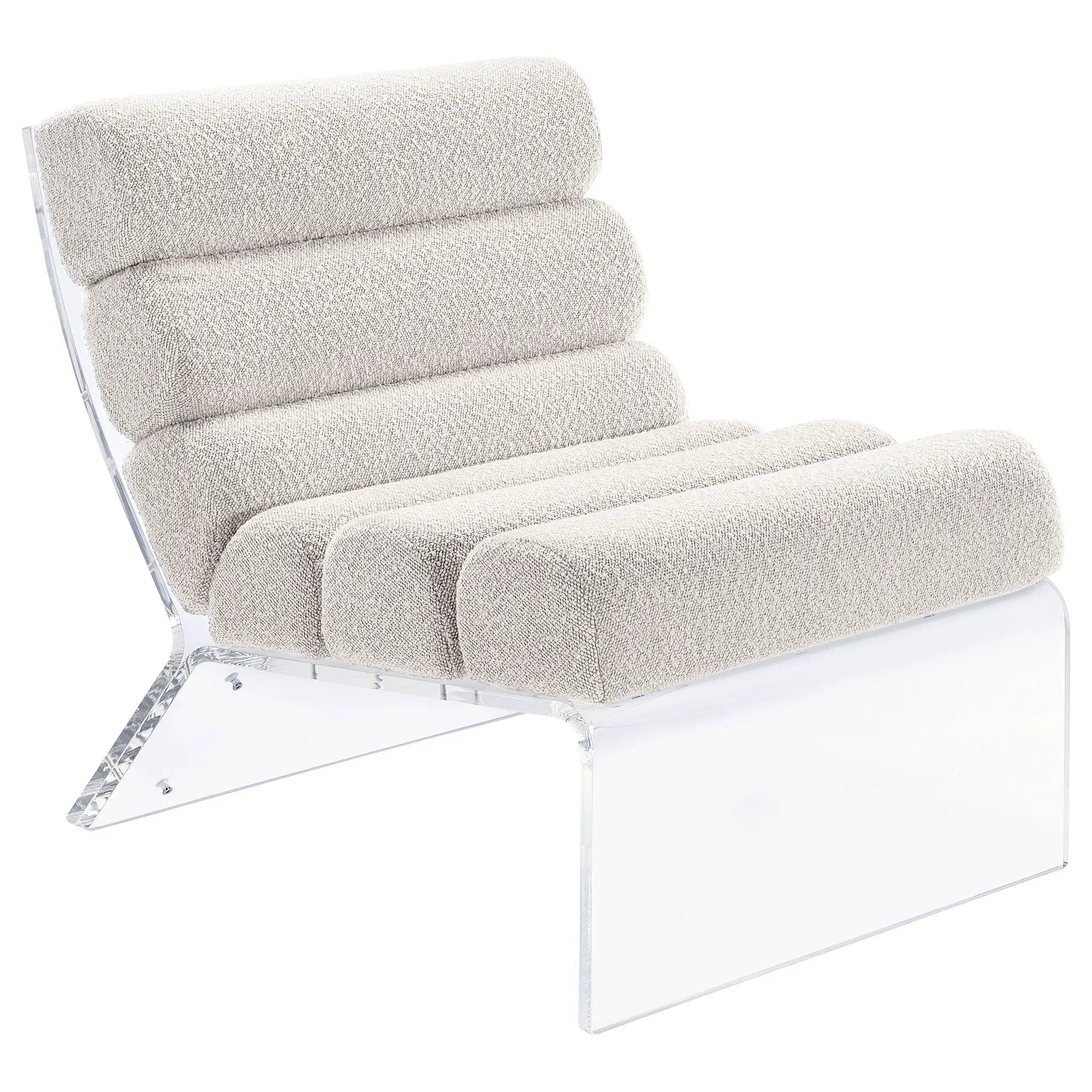 Serreta Boucle Upholstered Armless Acrylic Chair Ivory by Unique Piece Furniture