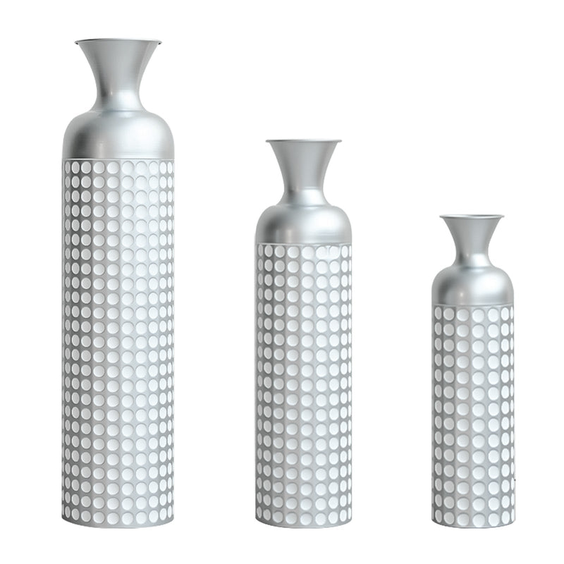 3 Pack Semi-Handcrafted Gold Metal Vase Collection by HouseOfZazla
