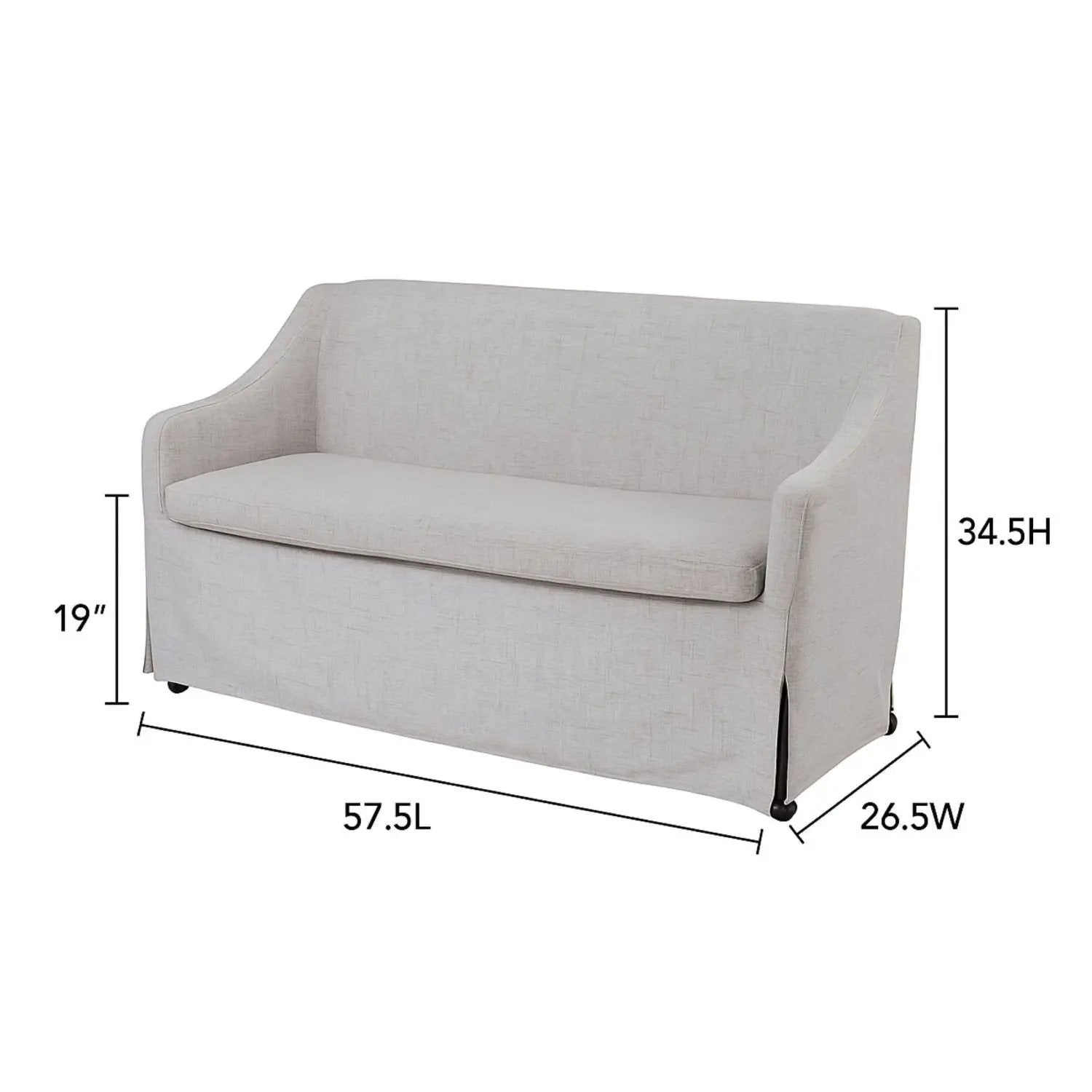 Slip Covered Settee With Casters - Beige by Unique Piece Furniture